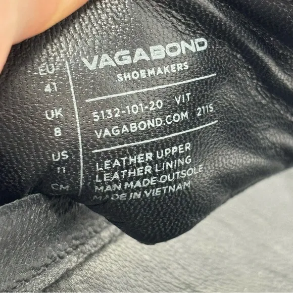 Vagabond Erin Thong Sandals Black Leather Size 11 Minimalist