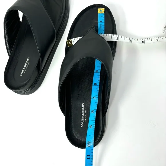Vagabond Erin Thong Sandals Black Leather Size 11 Minimalist