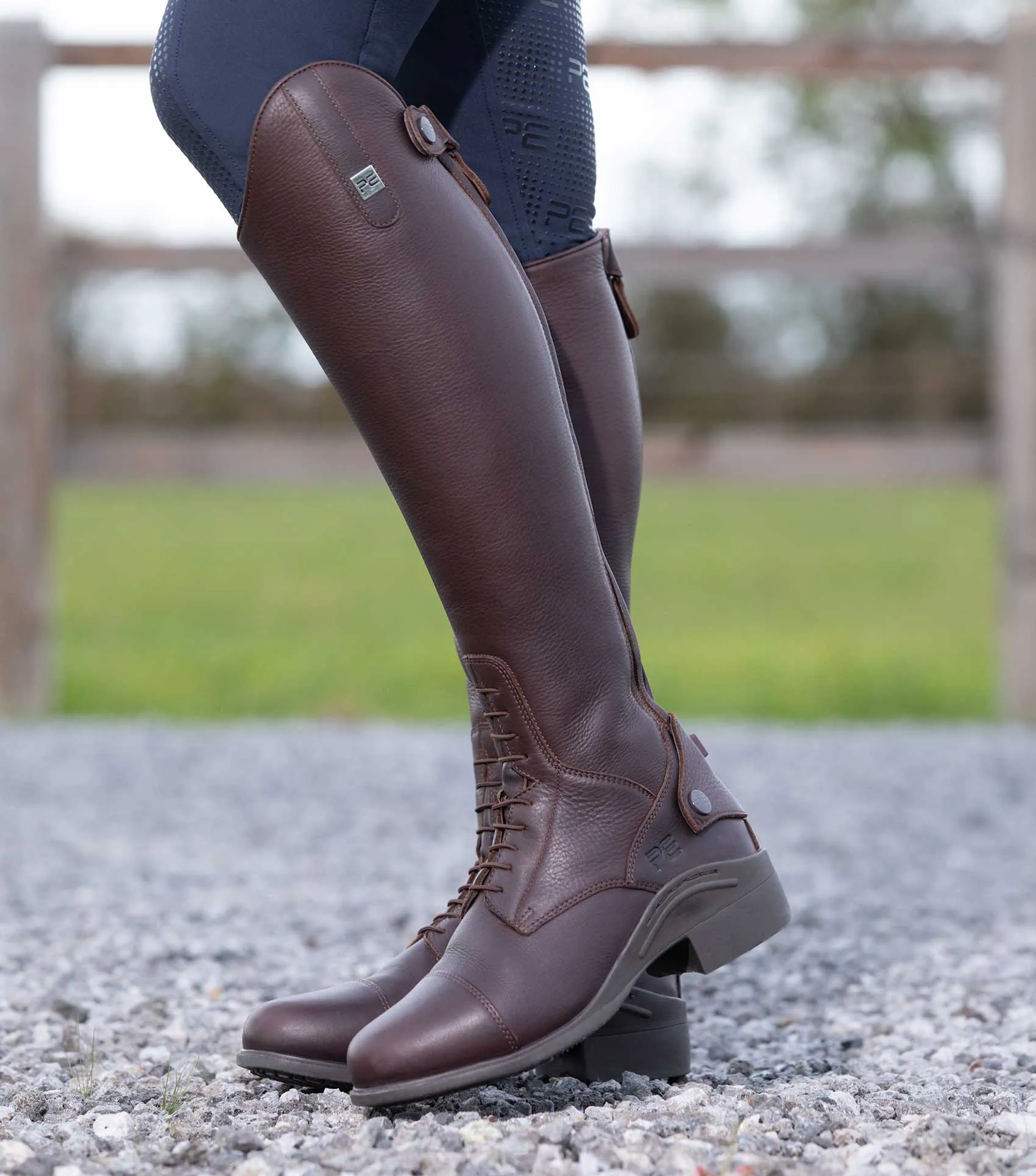 Vallardi Ladies Leather Field Tall Riding Boots Brown (Regular Calf)