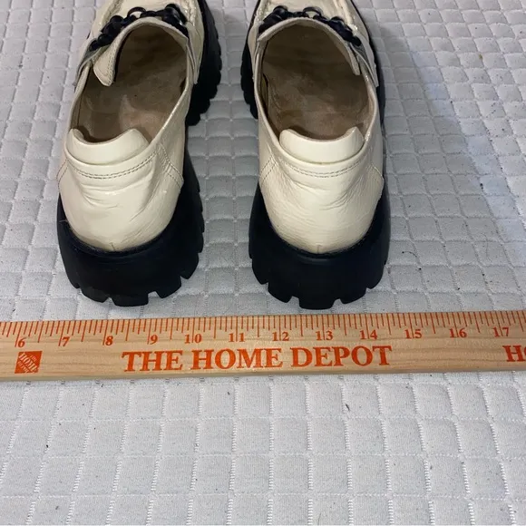 VANELi Zeva Platform Lug Sole Leather Loafers Women White sz 10N