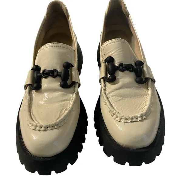 VANELi Zeva Platform Lug Sole Leather Loafers Women White sz 10N