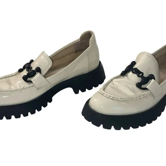 VANELi Zeva Platform Lug Sole Leather Loafers Women White sz 10N