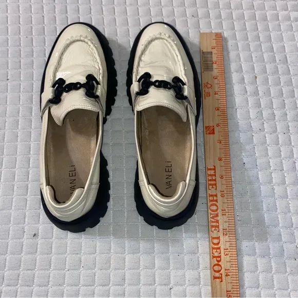 VANELi Zeva Platform Lug Sole Leather Loafers Women White sz 10N