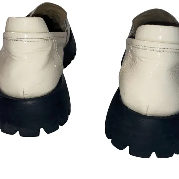 VANELi Zeva Platform Lug Sole Leather Loafers Women White sz 10N