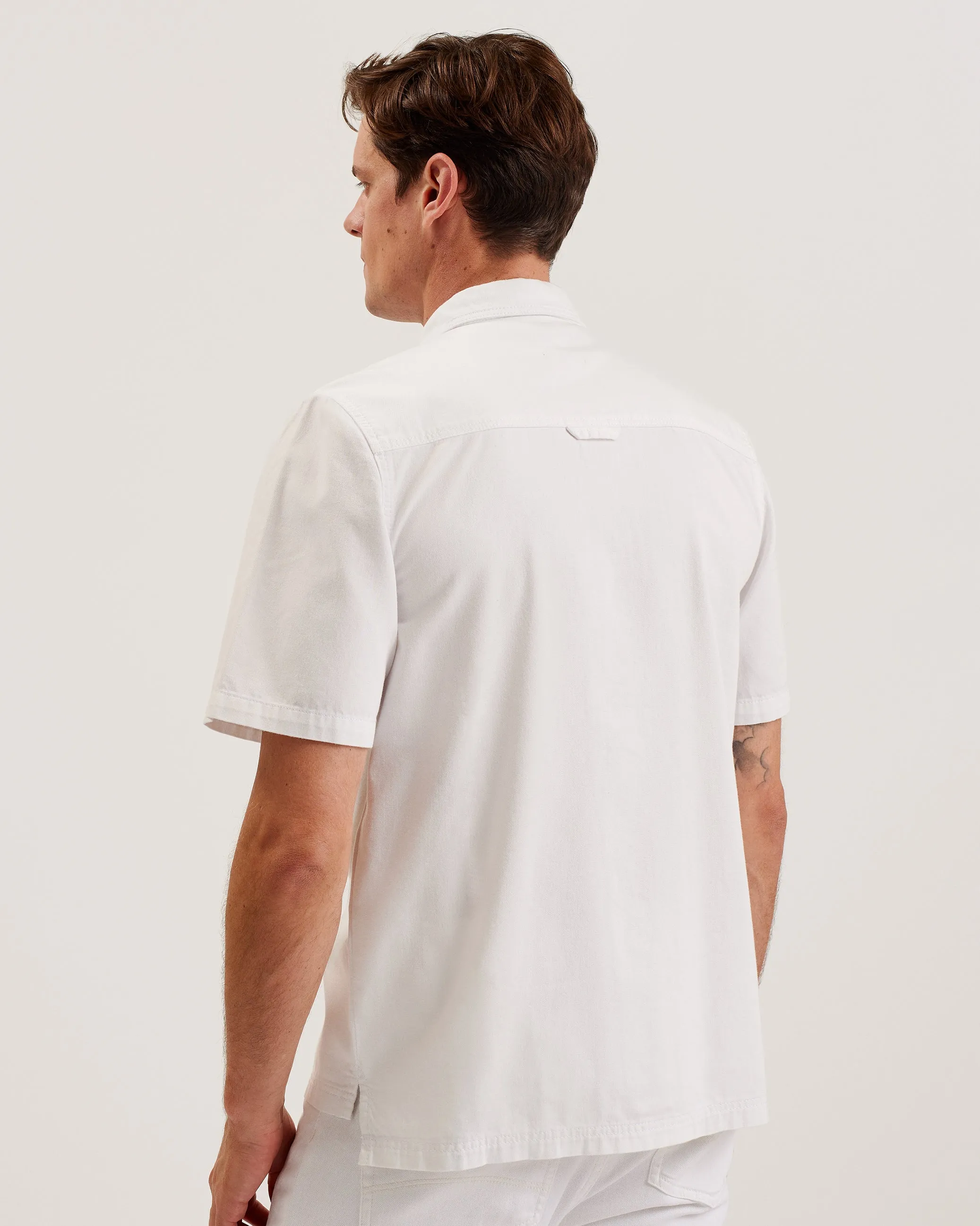 Veyles Short Sleeve Oversized Denim Shirt White