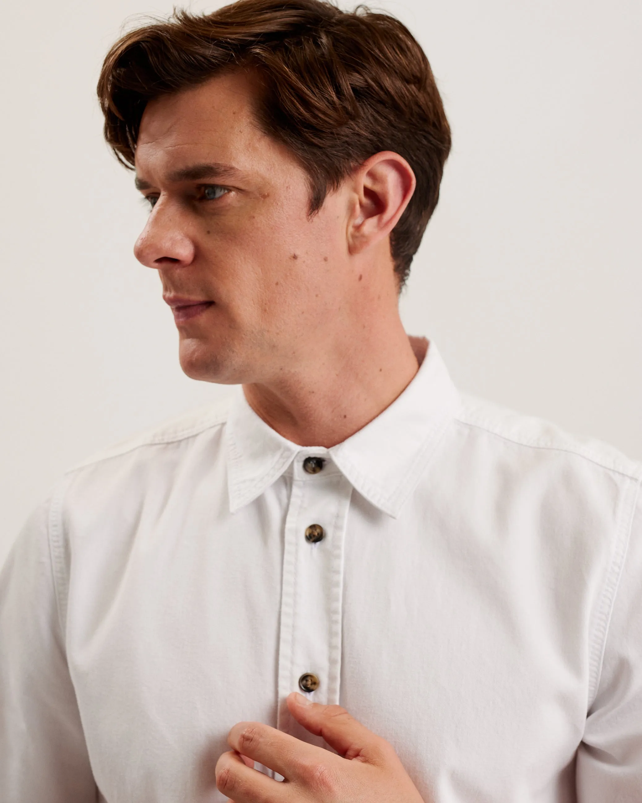 Veyles Short Sleeve Oversized Denim Shirt White