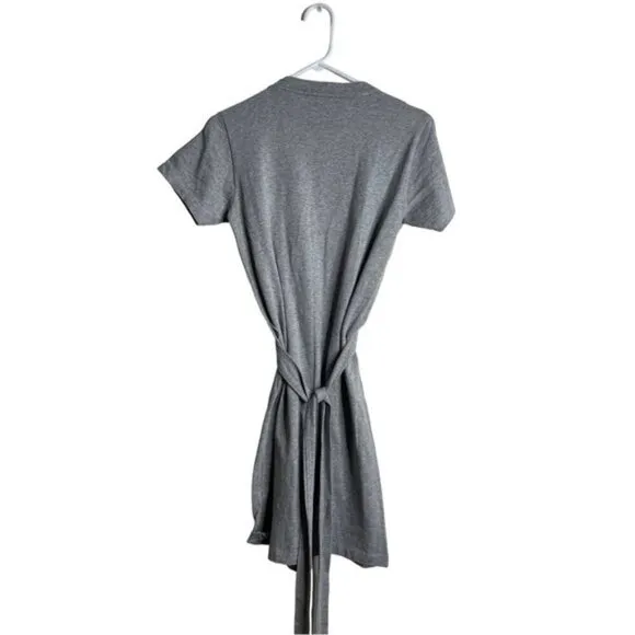 Vince Tie Waist Cotton T-shirt Dress Gray Size XS