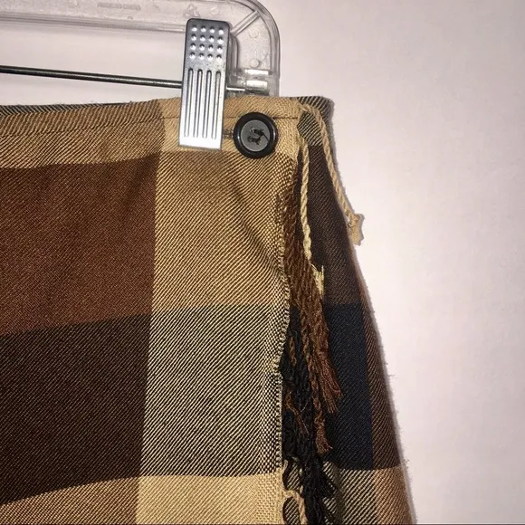 Vintage Plaid Wrap Skirt Fringe 10P Y2K