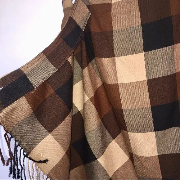 Vintage Plaid Wrap Skirt Fringe 10P Y2K