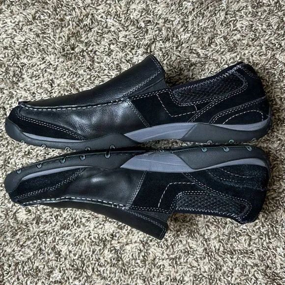 Vionic Eli Slip On Loafers Mens Black Leather Suede Orthaheel Technology size 12