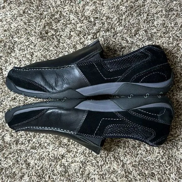 Vionic Eli Slip On Loafers Mens Black Leather Suede Orthaheel Technology size 12