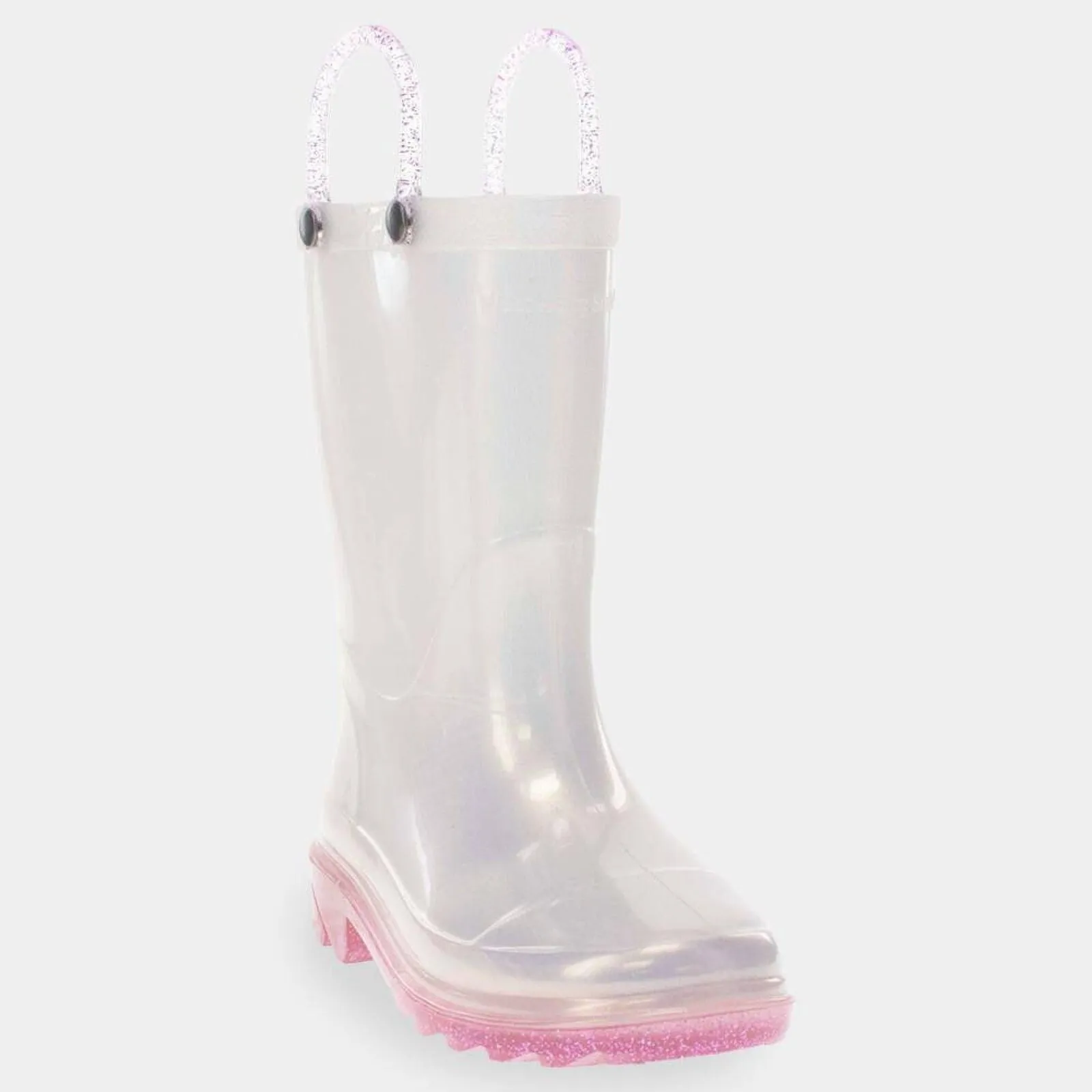 Western Chief Toddler Girls Viola Light-Up Glitter Rain Boots White / Purple 7T