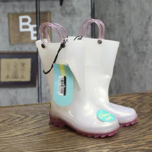 Western Chief Toddler Girls Viola Light-Up Glitter Rain Boots White / Purple 7T