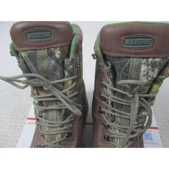 Wolverine Boots Mens 11 Brown Camo Camouflage Hi Top Steel Toe Lace Up Outdoor