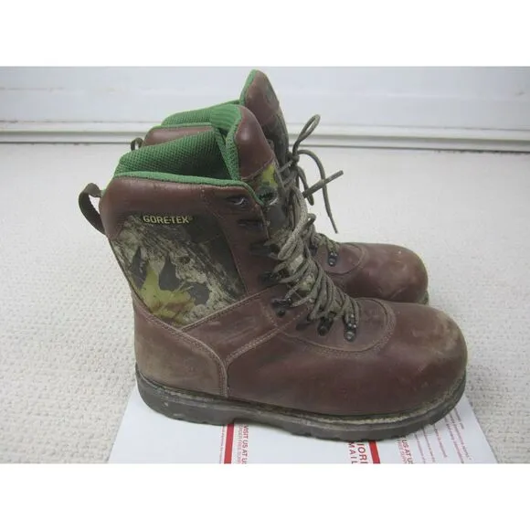 Wolverine Boots Mens 11 Brown Camo Camouflage Hi Top Steel Toe Lace Up Outdoor