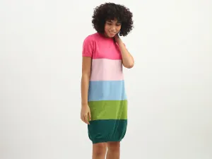 Women Colorblock Round Neck Dress