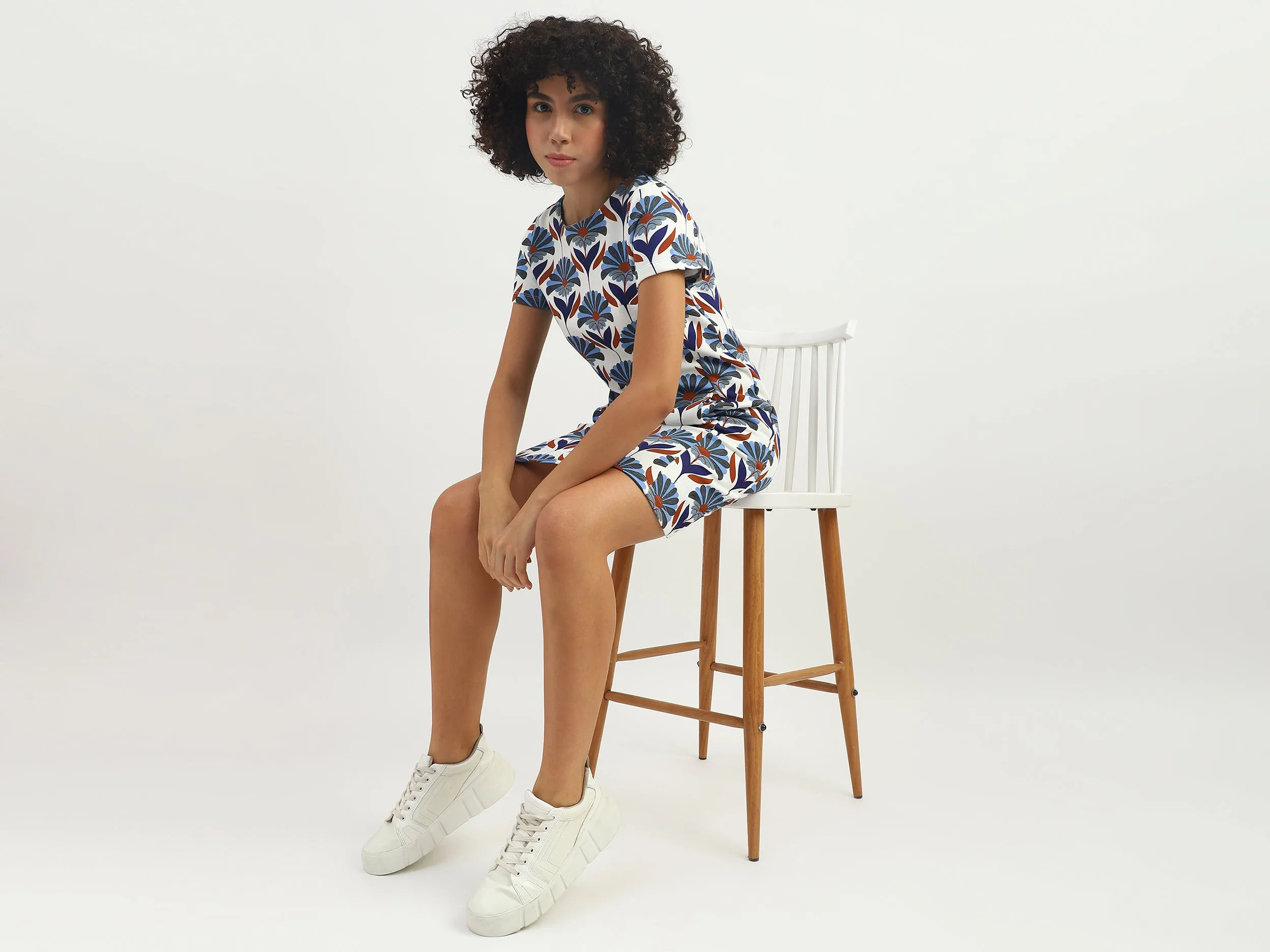 Women Printed Round Neck Dress