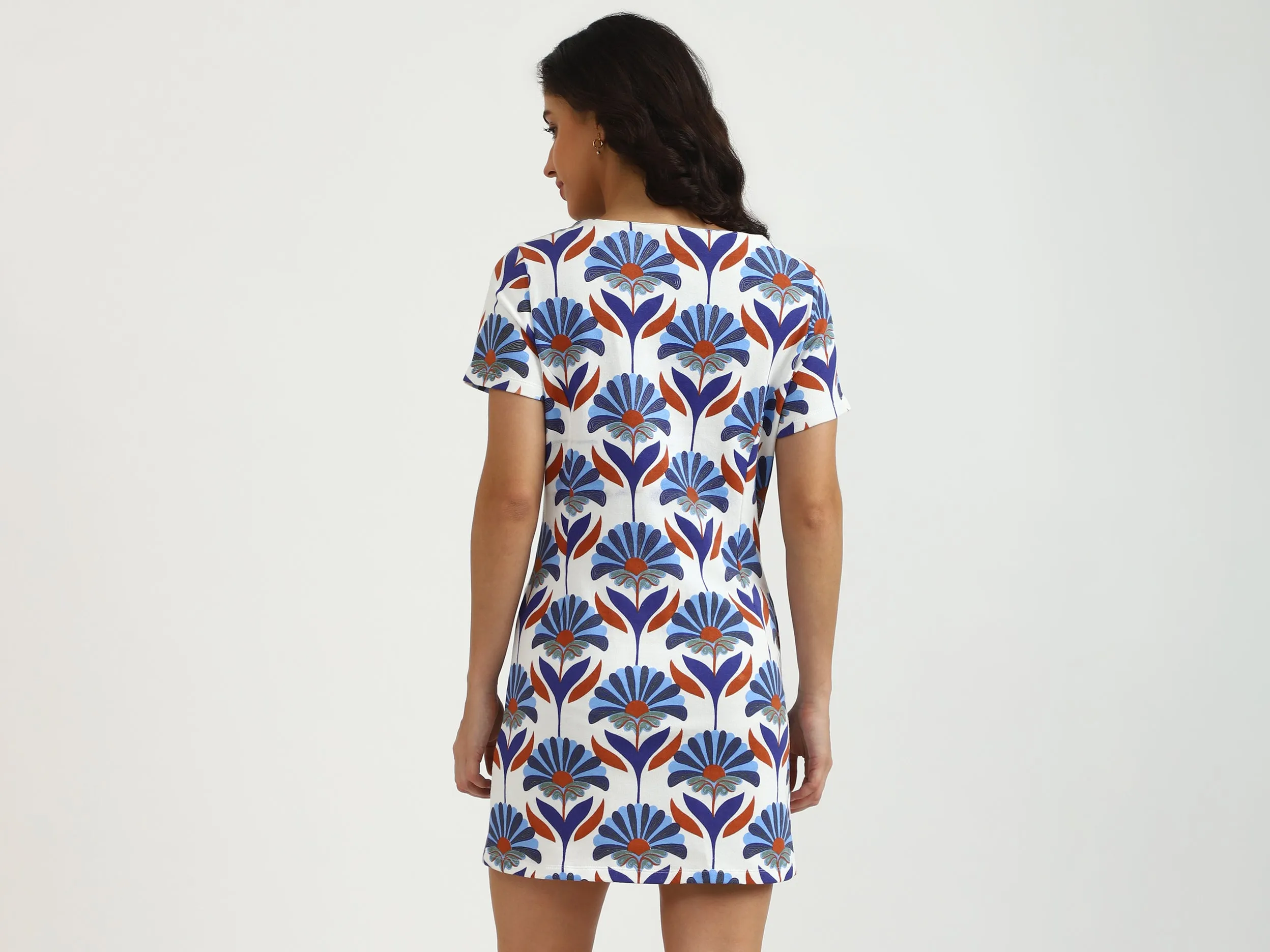 Women Printed Round Neck Dress