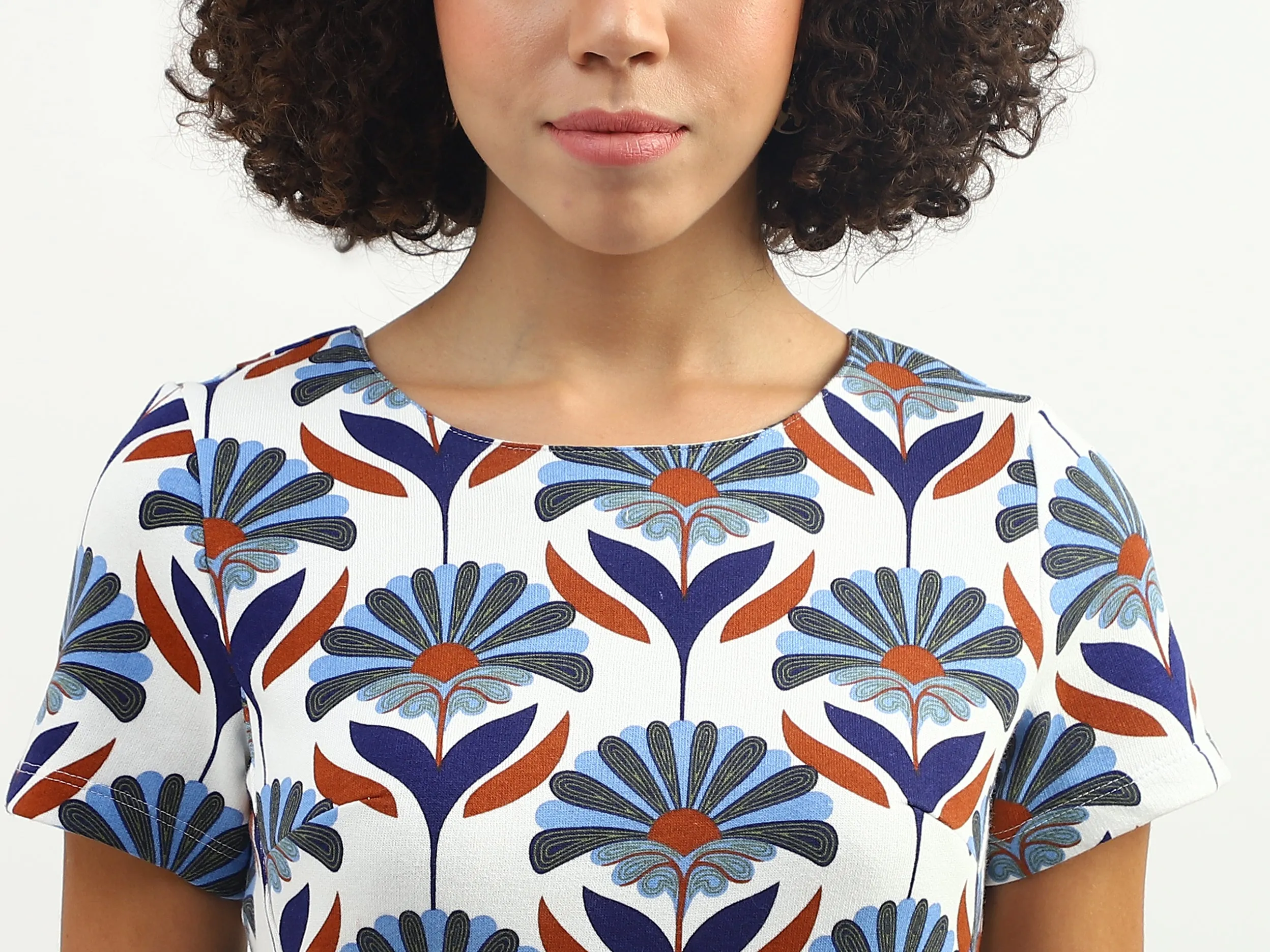 Women Printed Round Neck Dress
