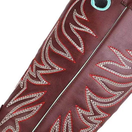 Women's Embroidered Squared Toe Western Medieval Retro Cowboy Boots