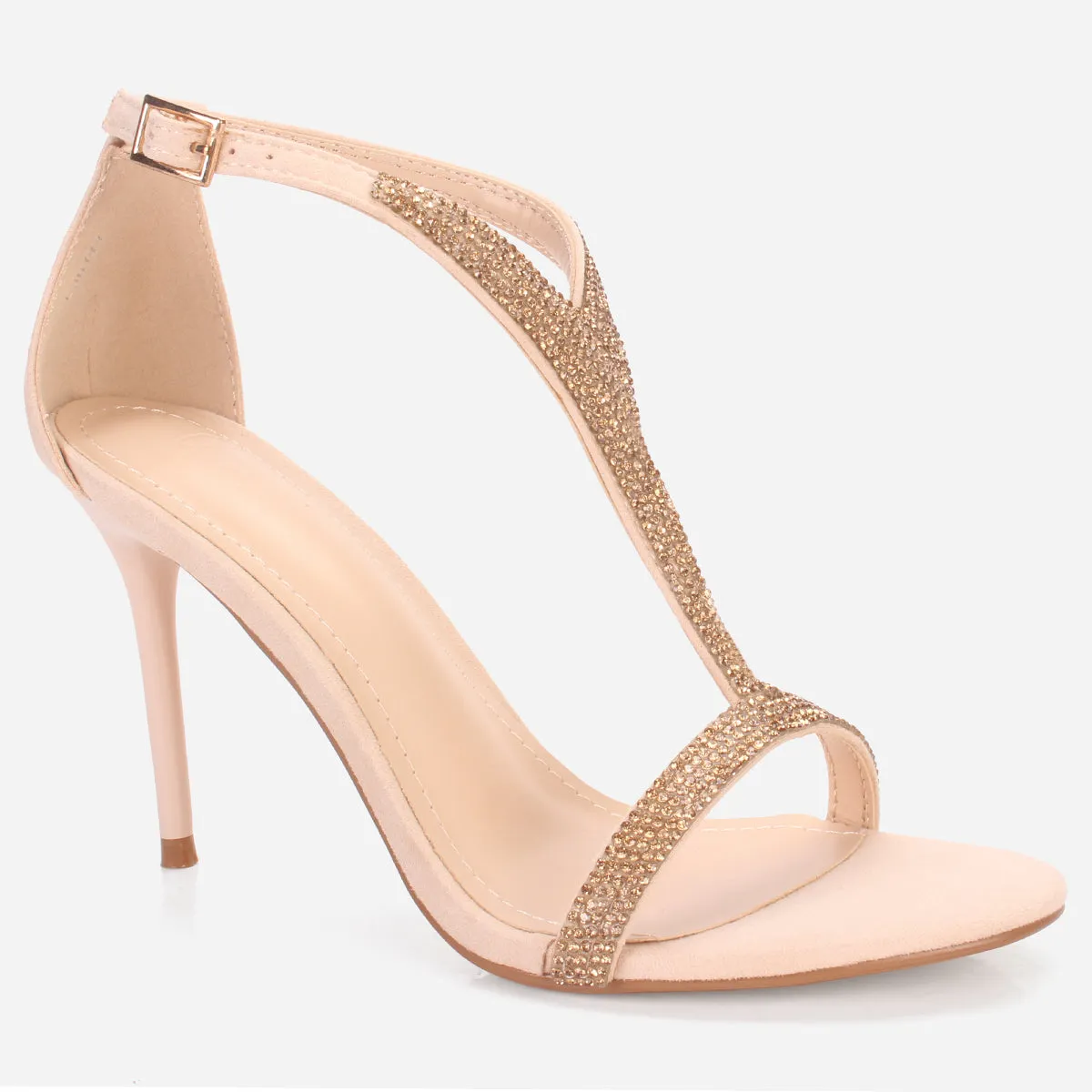 Women's "KAROSE" Decorated T-Bar Strap Evening Sandals
