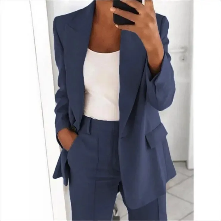 Women’s Tailored Two-Piece Set – Blazer & Trousers – Relaxed Fit – Workwear Essential