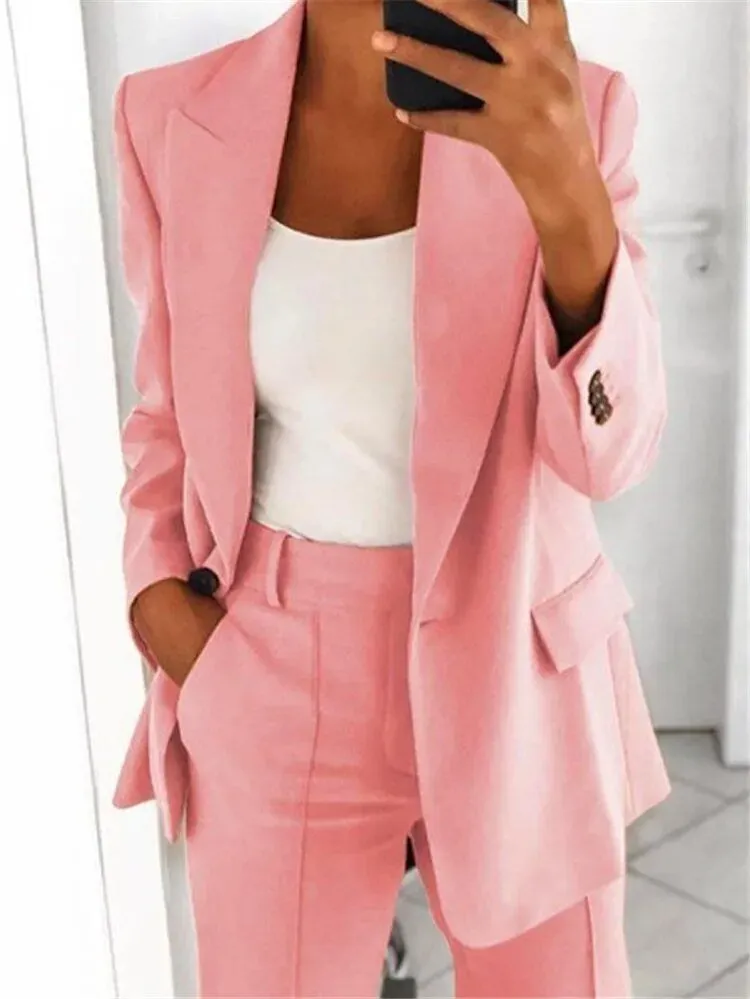 Women’s Tailored Two-Piece Set – Blazer & Trousers – Relaxed Fit – Workwear Essential
