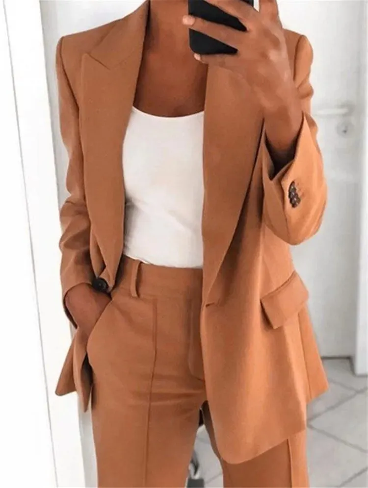 Women’s Tailored Two-Piece Set – Blazer & Trousers – Relaxed Fit – Workwear Essential