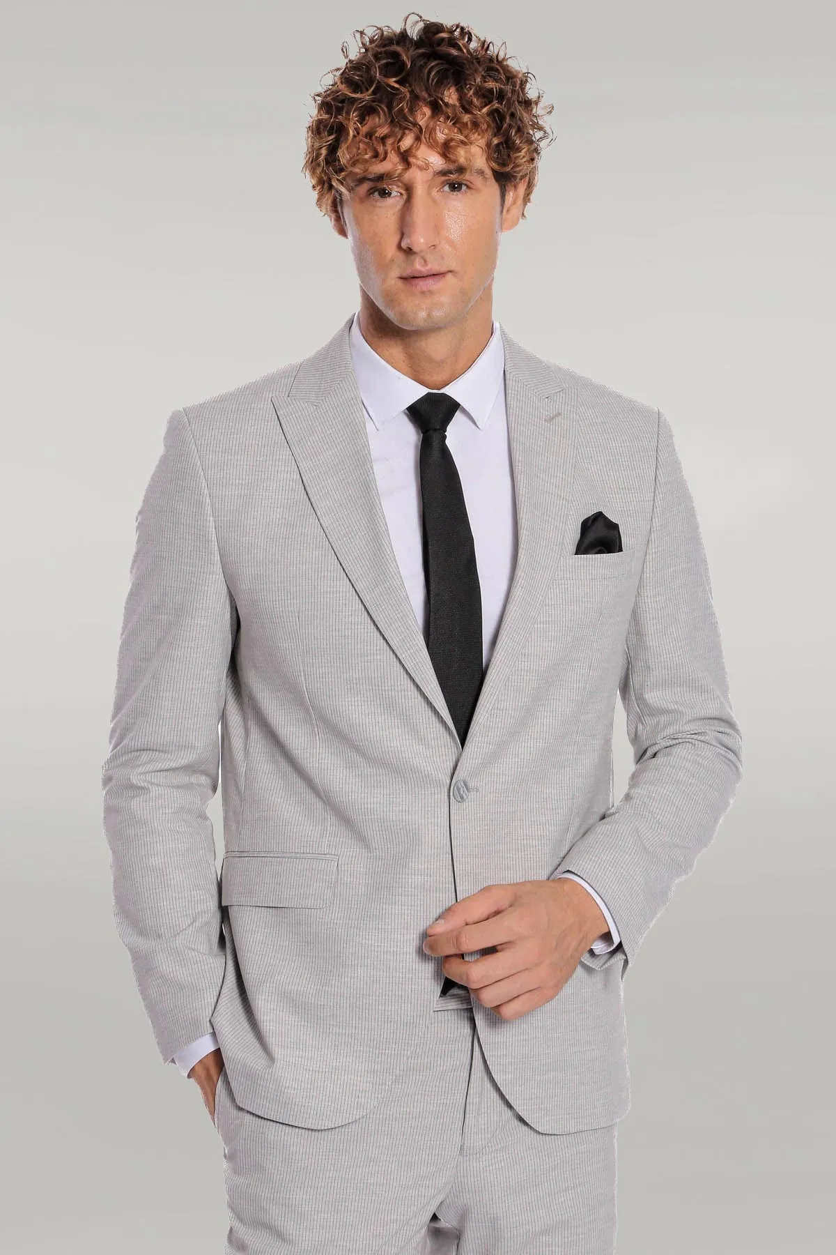 WSS 2 Piece Striped Grey Men Suit  - Singen