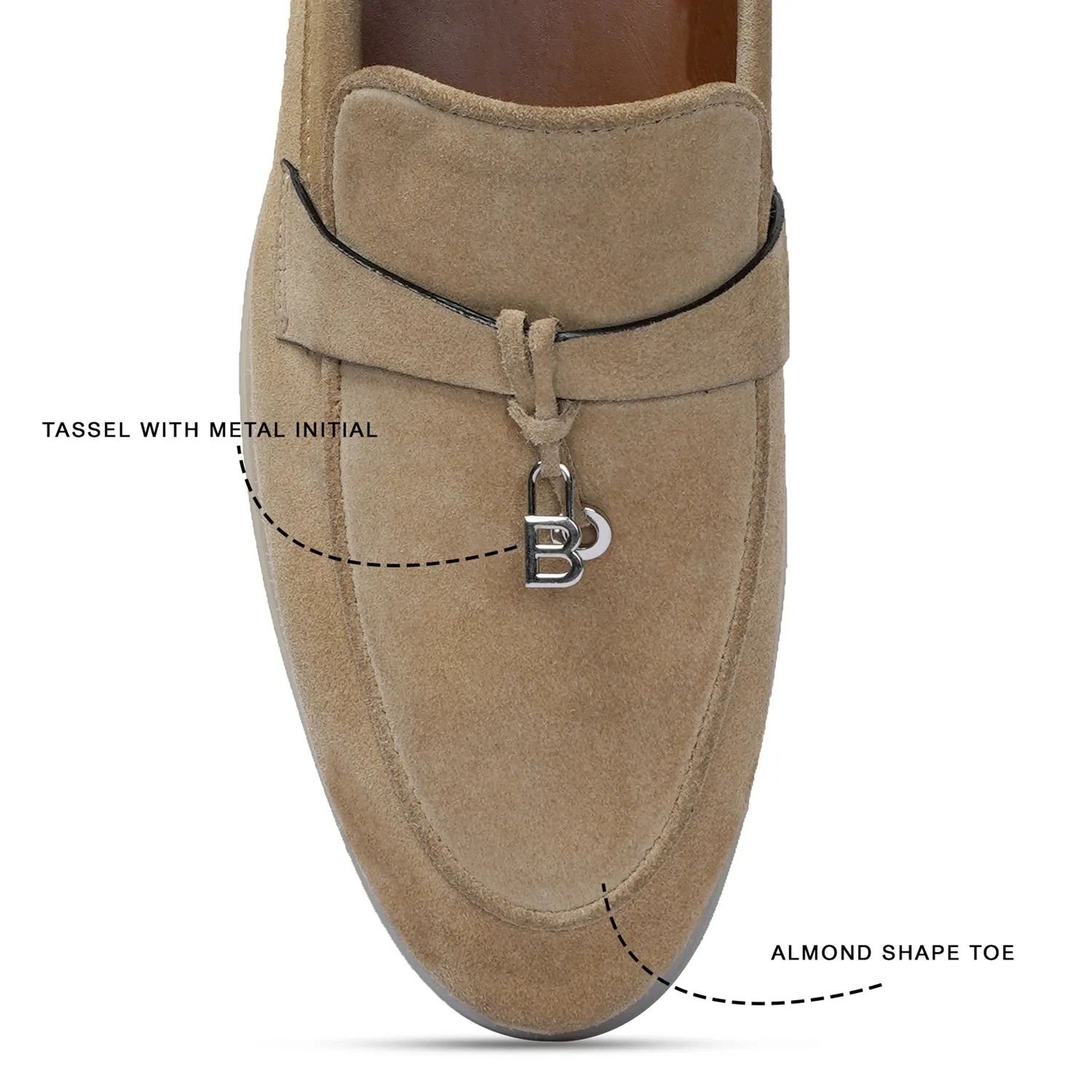 Yacht Loafer in Beige suede Leather with Rubberized sole