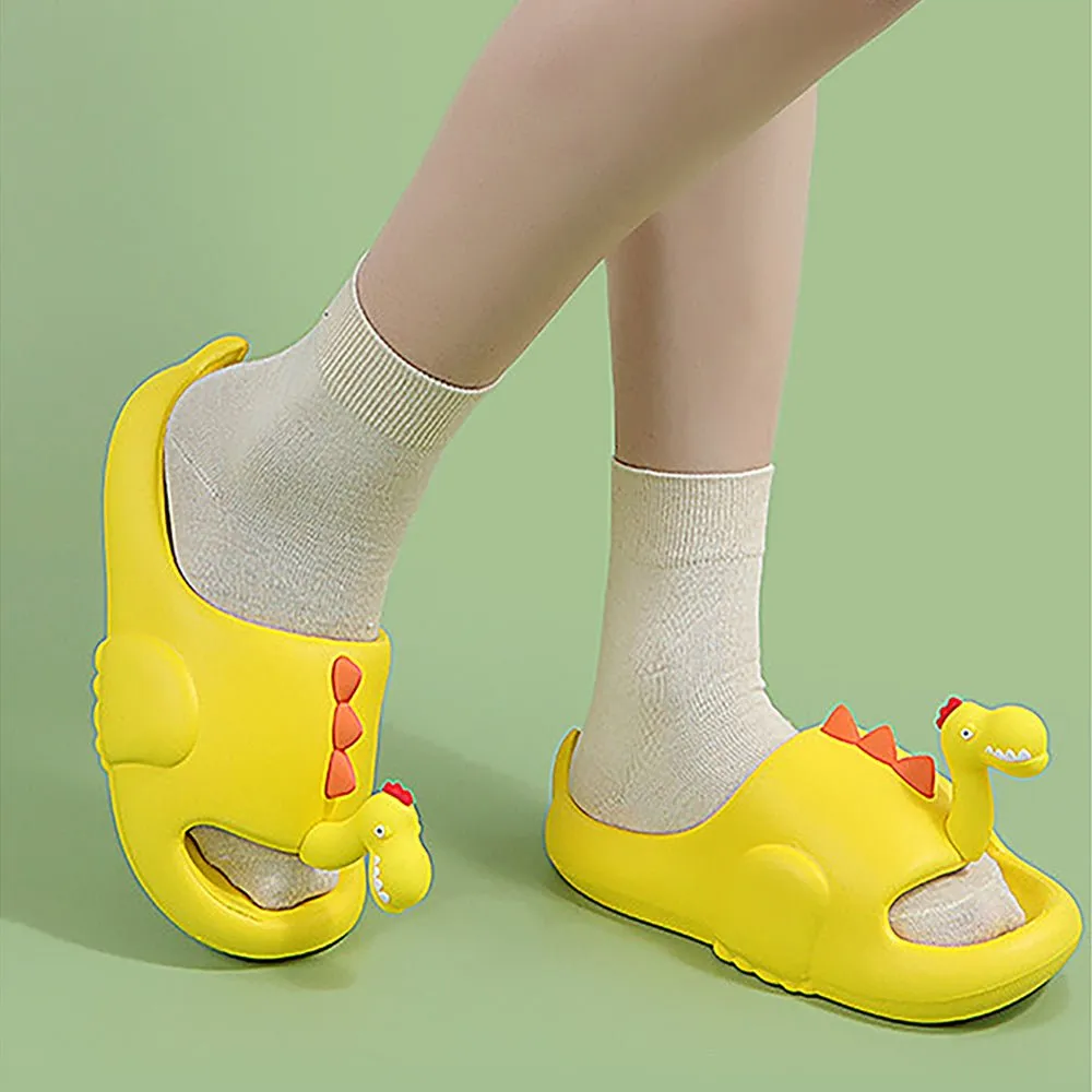 Yellow 3d Long Neck Dino Slip on Clogs, Summer/Monsoon all season Footwear for Toddlers & Kids.