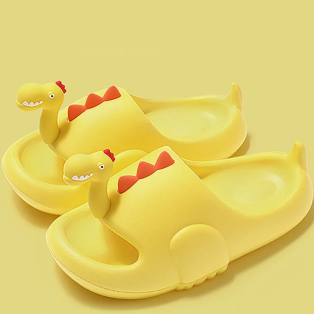 Yellow 3d Long Neck Dino Slip on Clogs, Summer/Monsoon all season Footwear for Toddlers & Kids.