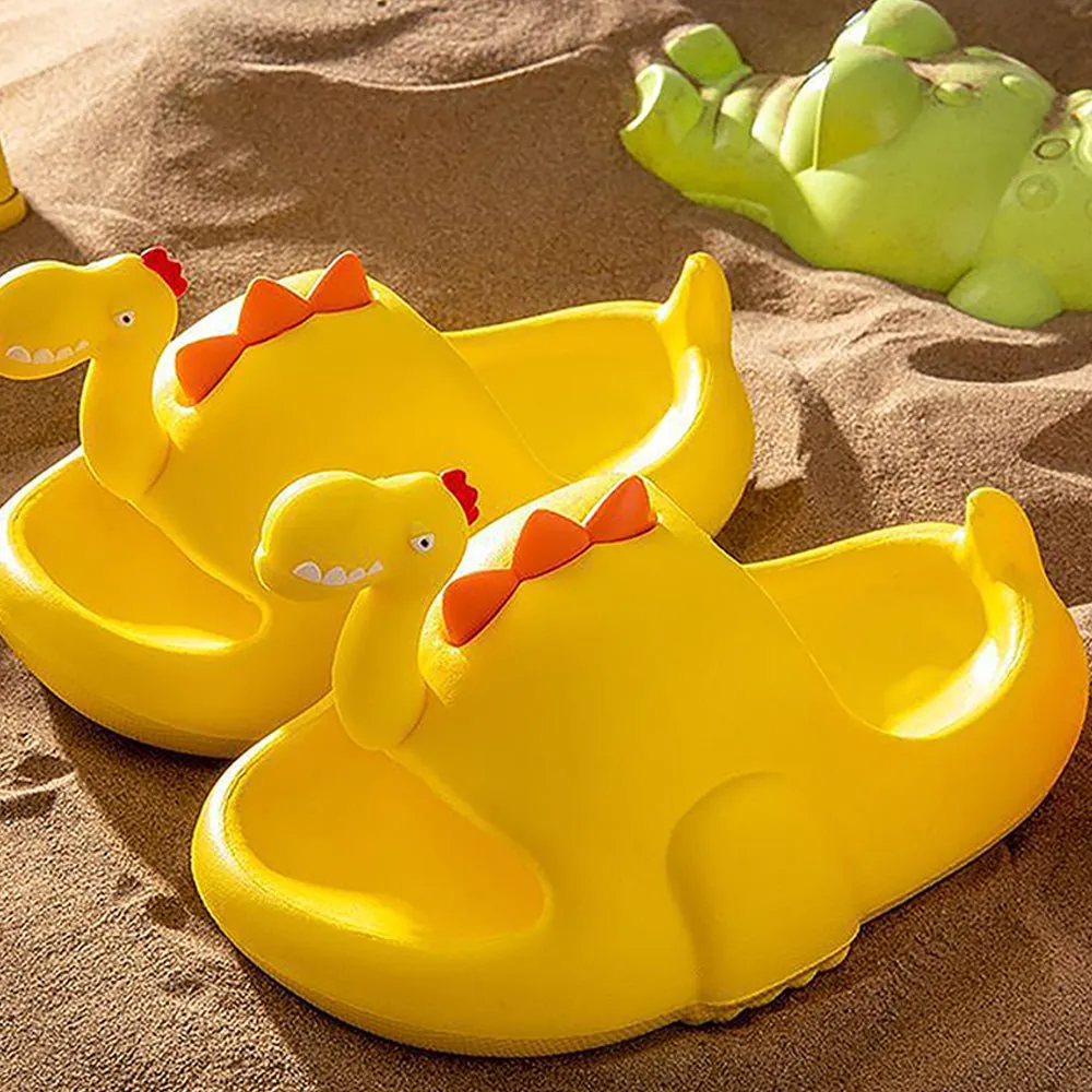 Yellow 3d Long Neck Dino Slip on Clogs, Summer/Monsoon all season Footwear for Toddlers & Kids.