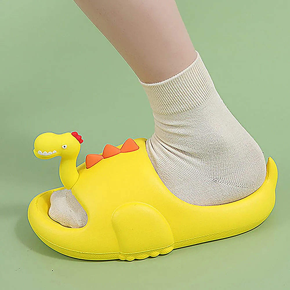 Yellow 3d Long Neck Dino Slip on Clogs, Summer/Monsoon all season Footwear for Toddlers & Kids.