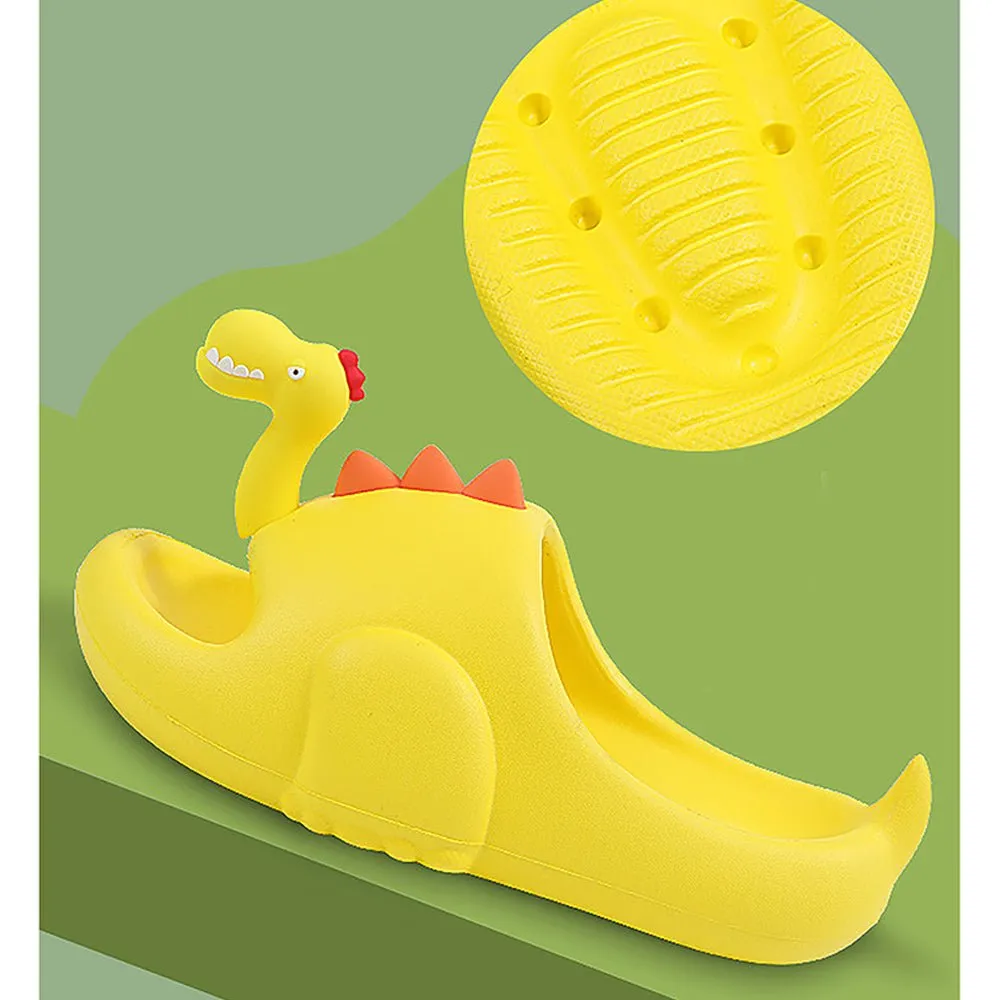 Yellow 3d Long Neck Dino Slip on Clogs, Summer/Monsoon all season Footwear for Toddlers & Kids.