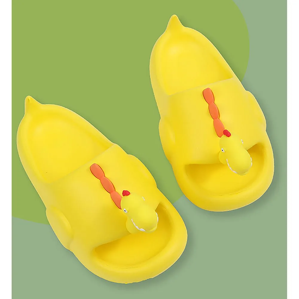 Yellow 3d Long Neck Dino Slip on Clogs, Summer/Monsoon all season Footwear for Toddlers & Kids.