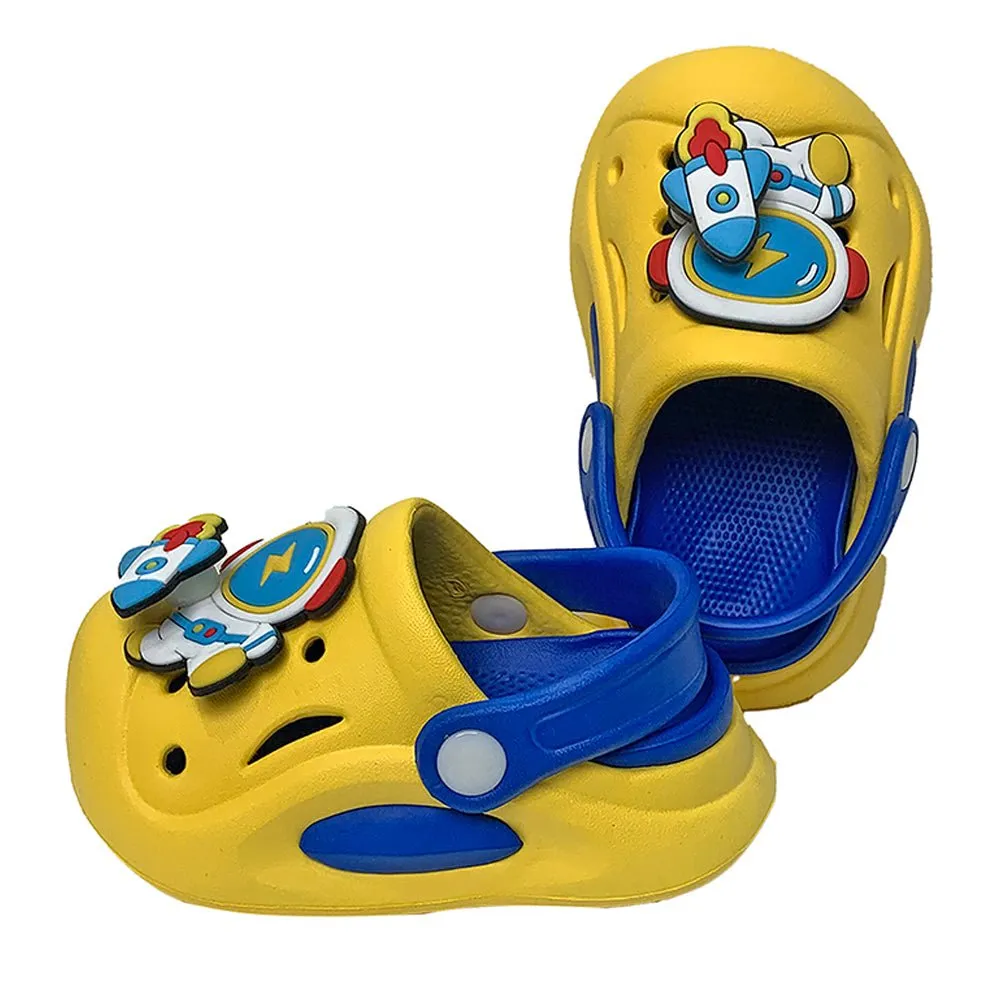 Yellow spinning rocket Slip on Clogs, Summer/Monsoon all season Footwear for Toddlers & Kids