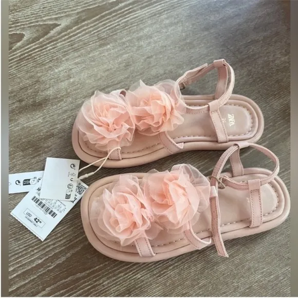 Zara Kids, Pink , MAXI FLOWER SANDALS , 12½ ( 7.4 inches )